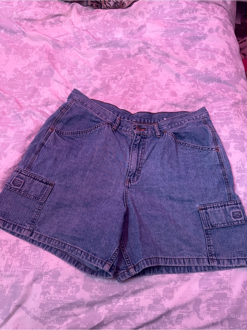 Women's Denim Cargo Bermuda Shorts - Blue